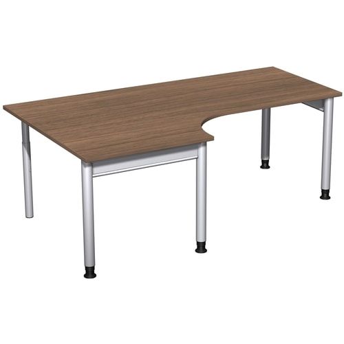 Eckschreibtisch, Eckteil 800 mm, links, Füße einseitig verkürzt, 4-Fuß Pro, höhenverstellbar, 680-800 x 1.600 x 1.200 mm (HxBxT), Dekor Ahorn