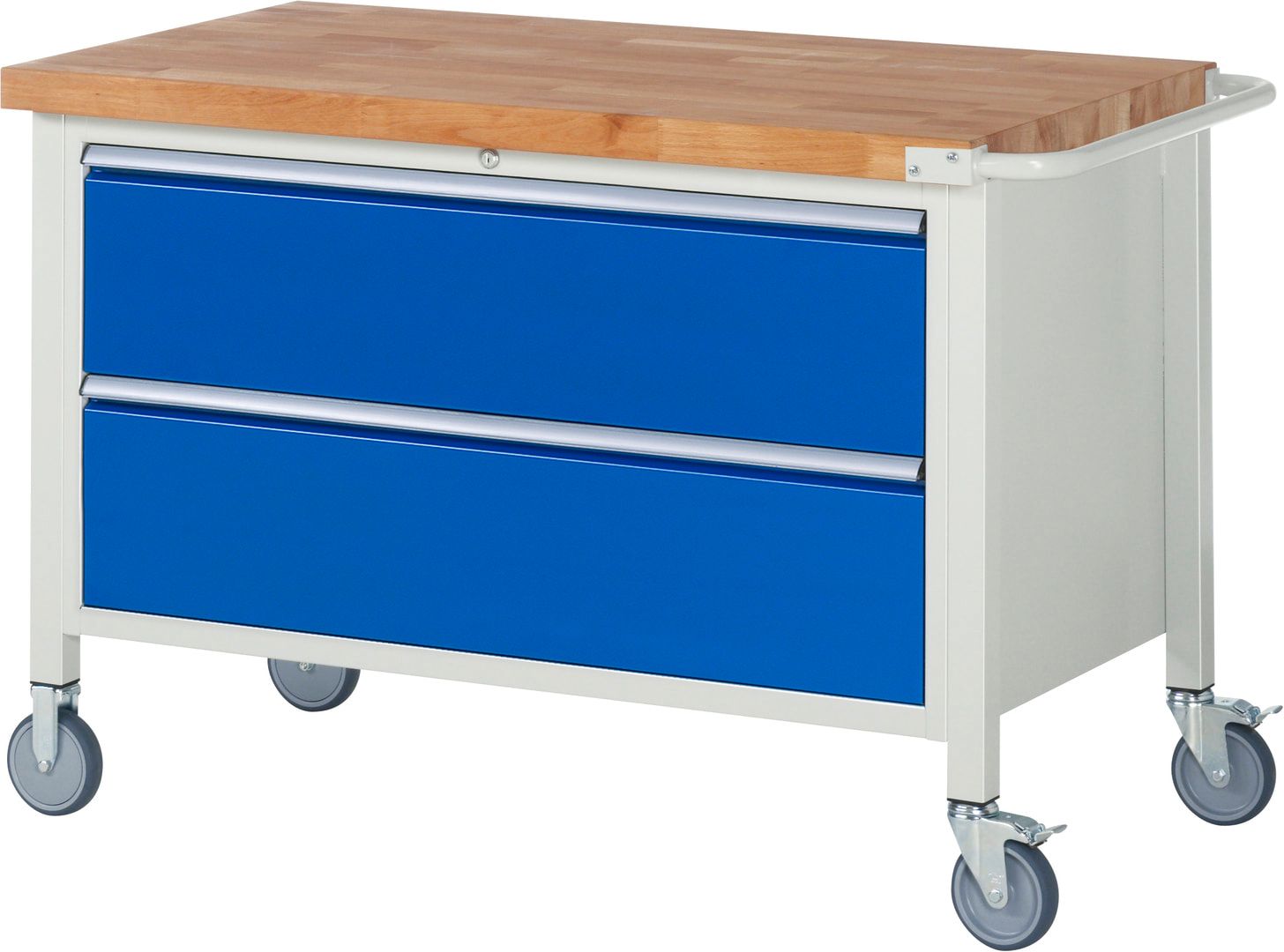 Mobile Werkbank mit 2 XXL Schubladen - Teilauszug - 270:2 - 880 x 1.250 x 700 mm (HxBxT) - Traglast 450 kg - Buche - Anthrazitgrau