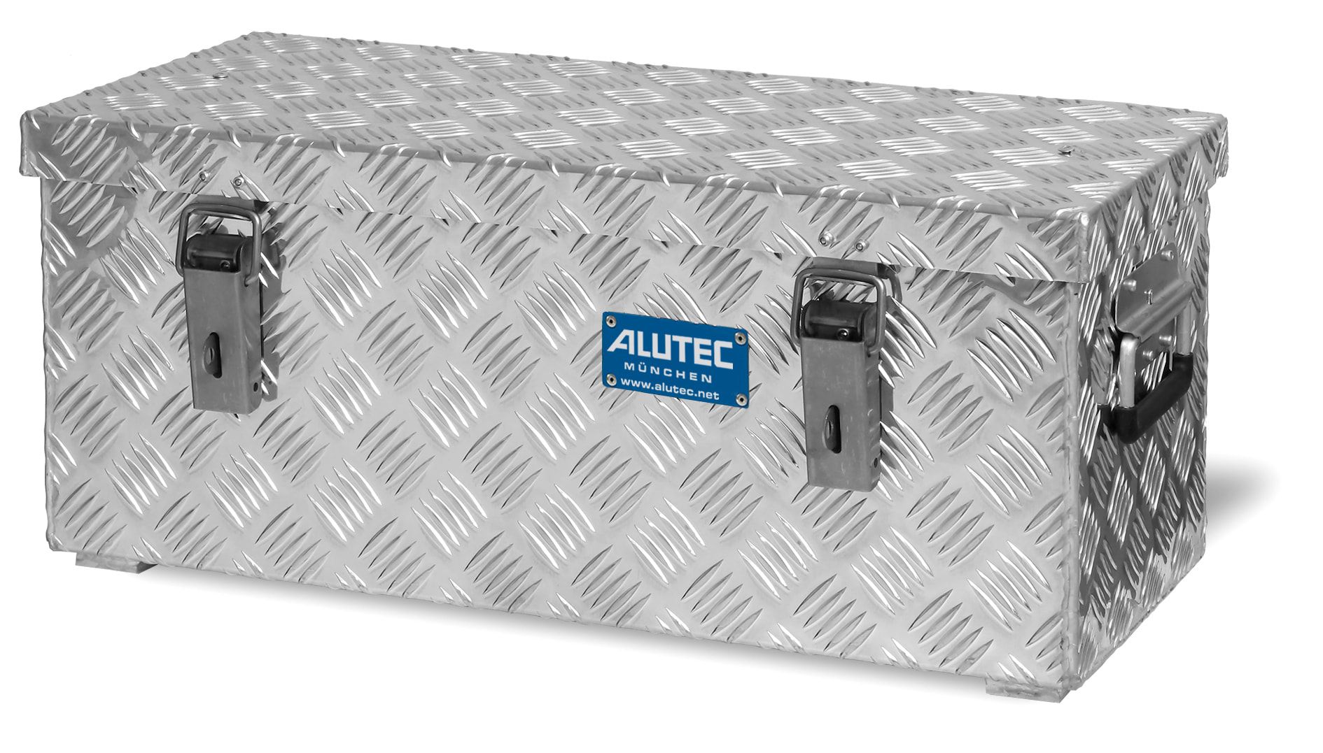 Riffelblech Aluminiumbox - Aluminiumbehälter - Transportbehälter - Griffe und Verschlüsse aus Edelstahl - 120 l Vol. - 520 x 622 x 425 mm (HxBxT)