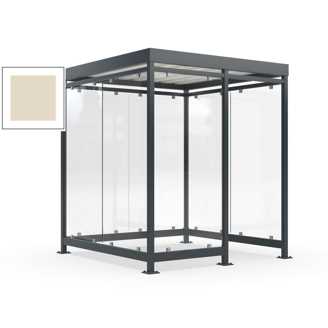 Raucherunterstand, Bushaltestelle, 7 Wände, 6-7 Personen, 2.510 x 2.165 x 2.165 mm (HxBxT), Farbe Achatgrau