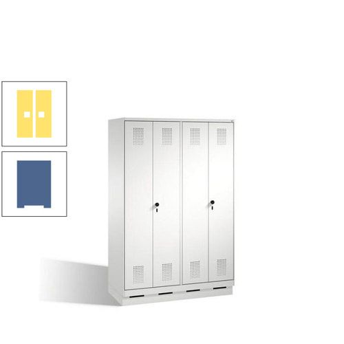 Doppel-Spind, Doppeltüren, Garderobenschrank mit Sockel, 4 Abteile a 300 mm, Korpus anthrazitgrau, Tür anthrazitgrau, 1.800 x 1.200 x 500 mm (HxBxT)