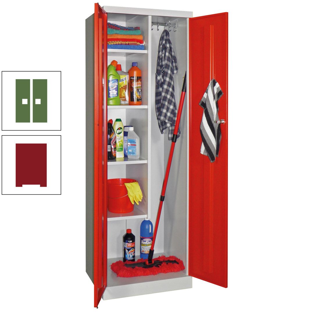 Putzschrank mit Sockel - 1 Abteil mit Trennwand - 1.800x600x500 mm (HxBxT) - Zylinderschloss - anthrazitgrau
