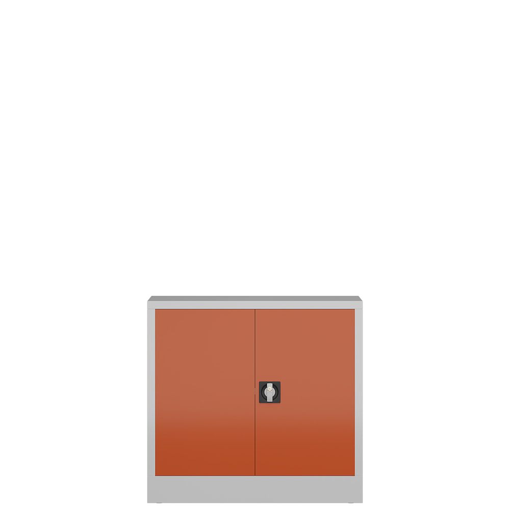 Aktenschrank, Büroschrank, abschließbar, Flügeltüren, 1 Fachboden, 750 x 800 x 380 mm (HxBxT), Stahl, Korpus und Türen lichtgrau