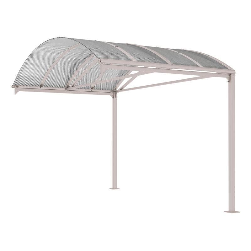 Erweiterung für Fahrradunterstand, Fahrradüberdachung, Unterstand, 5 Zweiräder, Regenrinne, 3.010 x 2.500 x 4.160 mm (HxBxT), Farbe enzianblau
