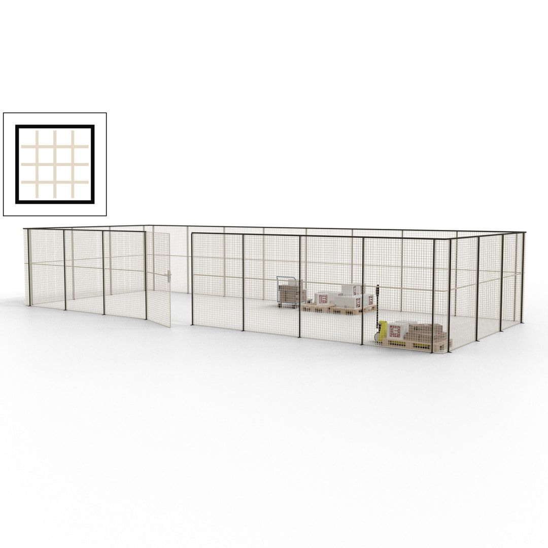 Maschinen Schutzgitter - Hallentrennwand - Sicherheitszaun - Tür - 33 m - 2.200 x 12.400 x 4.900 mm (HxBxT) - enzianblau