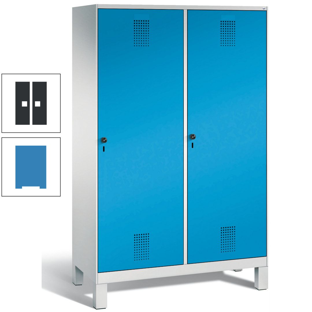 Doppel-Spind, Garderobenschrank, 2 Türen für 4 Abteile a 300 mm, Korpus anthrazitgrau, Türen anthrazitgrau, 1.850 x 1.200 x 500 mm (HxBxT)