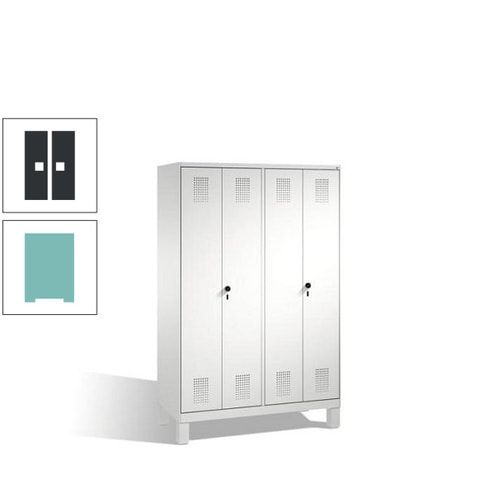 Doppel-Spind, Doppeltüren, Garderobenschrank mit Füßen, 4 Abteile a 300 mm, Korpus anthrazitgrau, Tür anthrazitgrau, 1.850 x 1.200 x 500 mm (HxBxT)