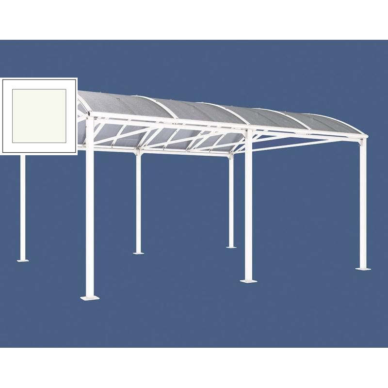 Fahrradunterstand, Fahrradüberdachung, Unterstand, Grundmodell, 10 Zweiräder, Regenrinne, 3.010 x 5.000 x 4.160 mm (HxBxT), Farbe enzianblau