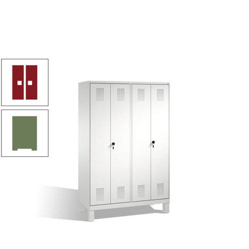 Doppel-Spind, Doppeltüren, Garderobenschrank mit Füßen, 4 Abteile a 300 mm, Korpus anthrazitgrau, Tür anthrazitgrau, 1.850 x 1.200 x 500 mm (HxBxT)