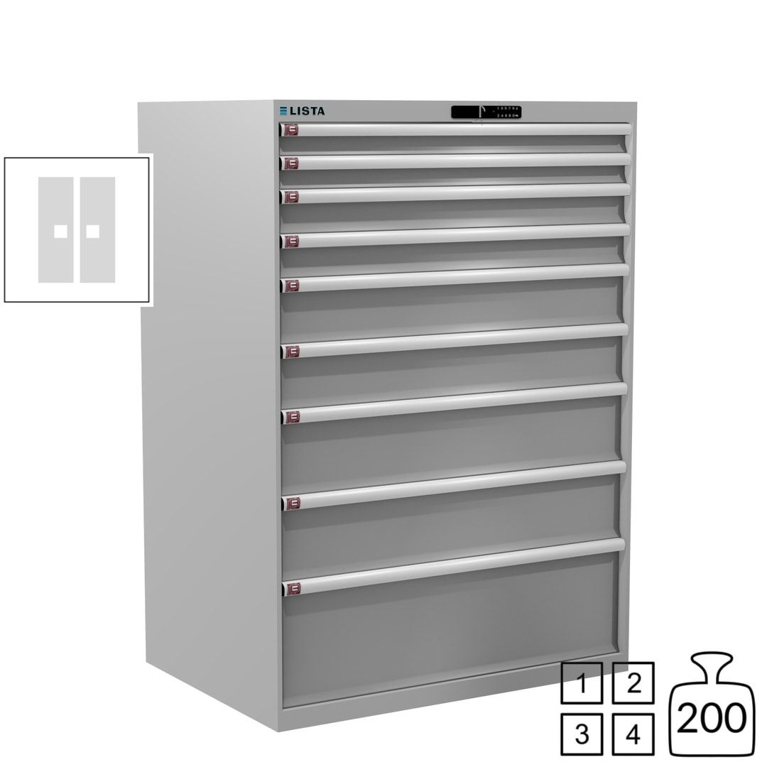 Lista Schubladenschrank - 12.550.010 - 1.450x1.023x725 mm (HxBxT) - 9 Schubladen - 200 kg - Key Lock - lichtblau (RAL 5012)