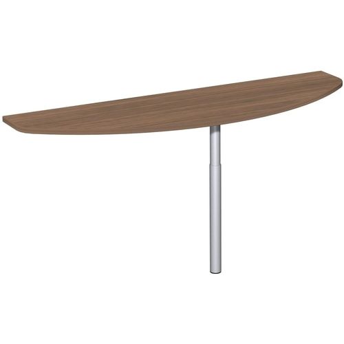 Anbautisch, halbrund, Stirnseite, Schreibtisch 4-Fuß Pro, höhenverstellbar, 680-820 x 1.600 x 500 mm (HxBxT), Gestell silber, Dekor Ahorn