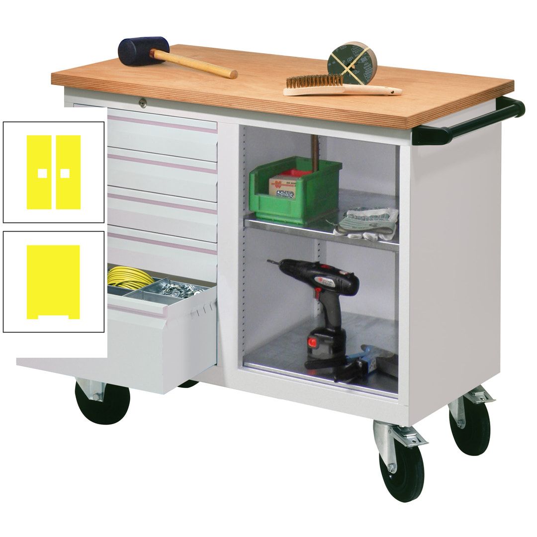 Mobile Werkbank - Werkstattwagen - 915 x 1.090 x 600 mm - 5 Schubladen und Ablagefach - anthrazitgrau
