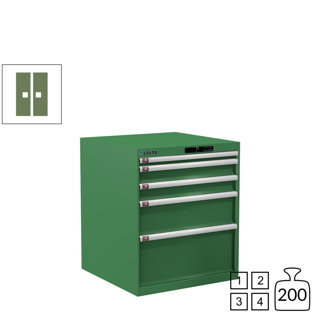 Lista Schubladenschrank - 14.411.010 - 850x717x725 mm (HxBxT) - 5 Schubladen - 75 kg - Key Lock - lichtblau (RAL 5012)