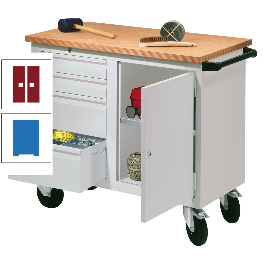 Mobile Werkbank - Werkstattwagen - 915 x 1.090 x 600 mm - 4 Schubladen und Schrankfach - anthrazitgrau