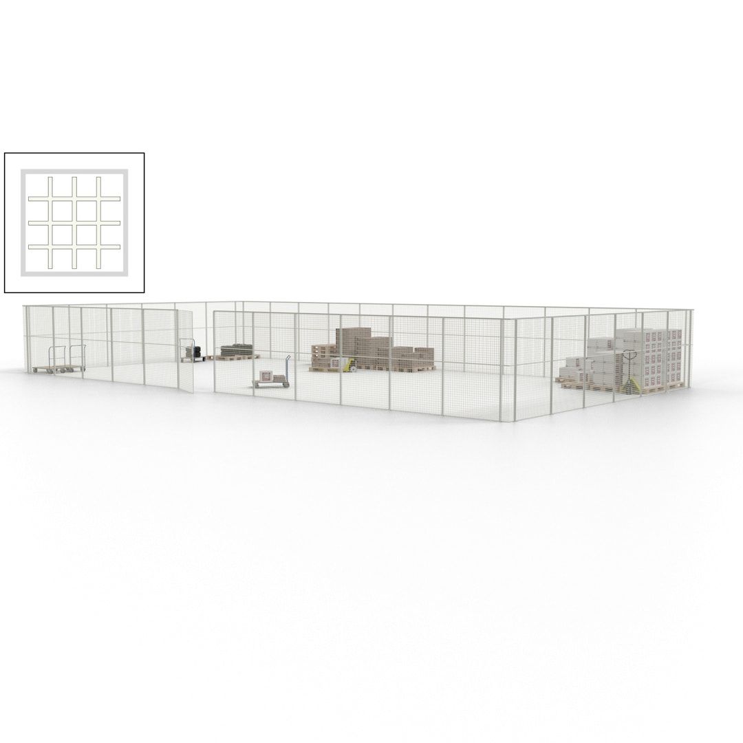 Maschinen Schutzgitter - Hallentrennwand - Sicherheitszaun - Tür - 54 m - 2.200 x 18.400 x 9.400 mm (HxBxT) - enzianblau