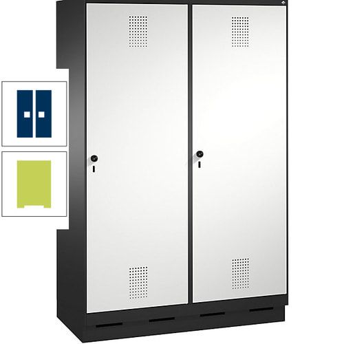Doppel-Spind, Garderobenschrank, 2 Türen für 4 Abteile a 300 mm, Korpus anthrazitgrau, Türen anthrazitgrau, 1.800 x 1.200 x 500 mm (HxBxT)