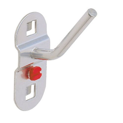 Schräghaken, Werkzeughalter, für Lochplatte, Schraubsystem, Länge 14/40 mm, Durchmesser 6 mm, Stahl, Kunststoff, Farbe Aluminium