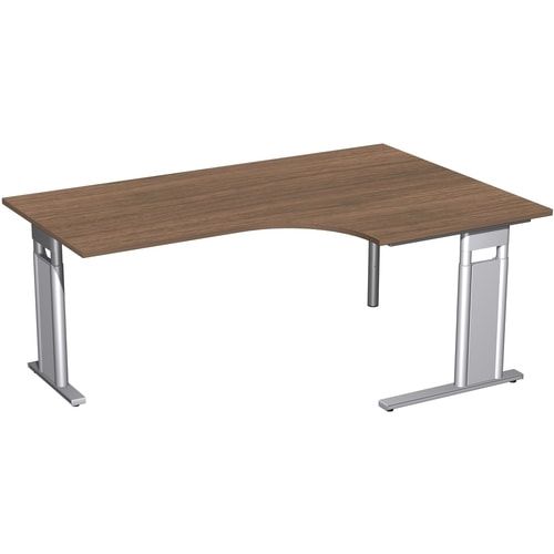 Eckschreibtisch, Eckteil 800 mm, rechts, Füße einseitig verkürzt, C-Fuß Pro, höhenverstellbar, 680-820 x 1.600 x 1.200 mm (HxBxT), Dekor Ahorn