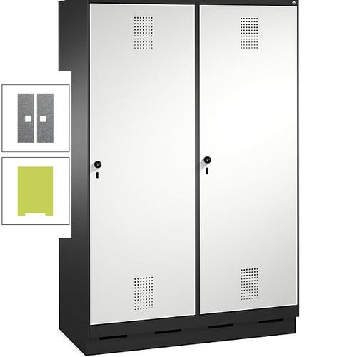 Doppel-Spind, Garderobenschrank, 2 Türen für 4 Abteile a 300 mm, Korpus anthrazitgrau, Türen anthrazitgrau, 1.800 x 1.200 x 500 mm (HxBxT)