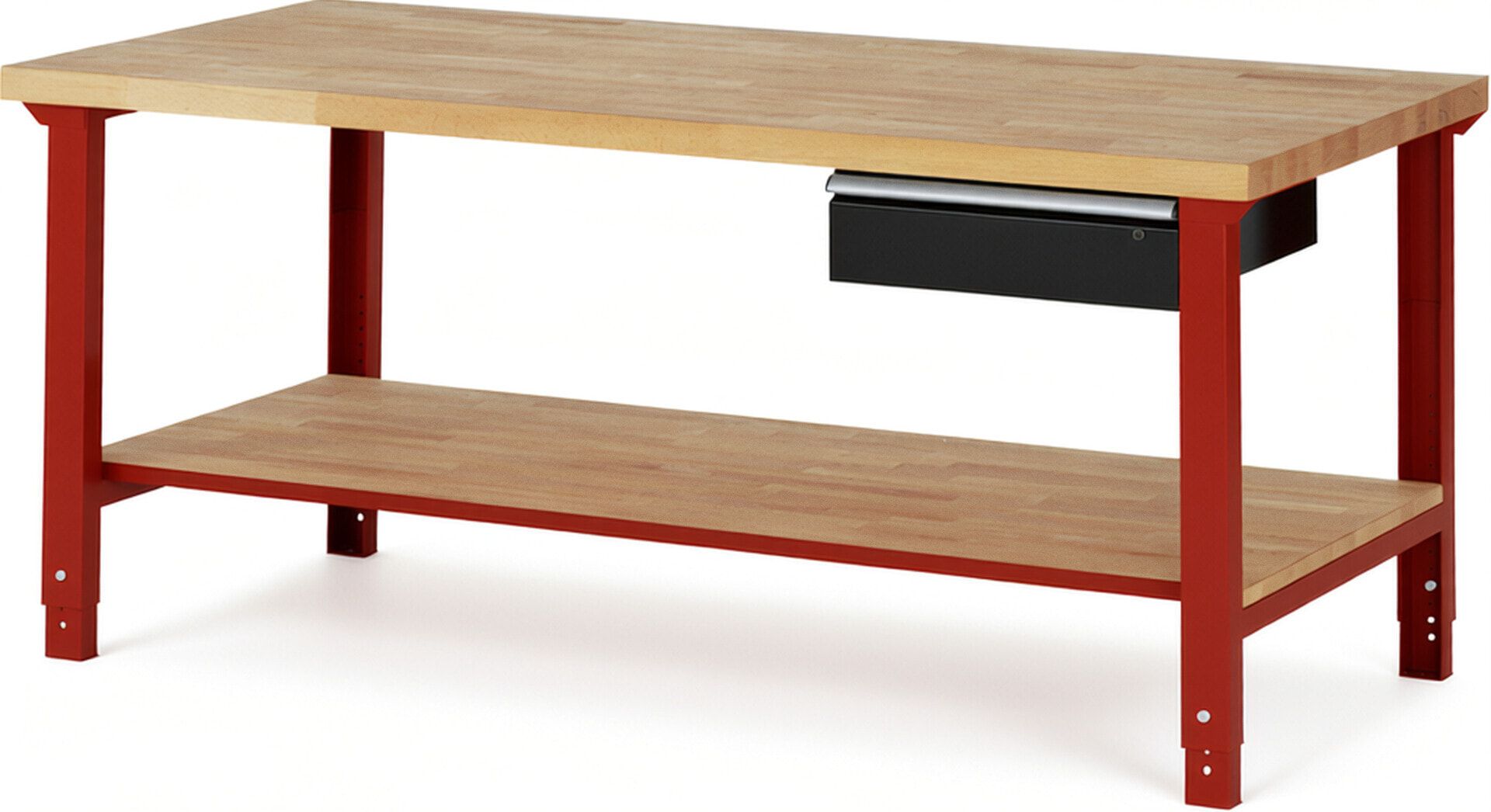 Werkbank mit Ablage - 1 Schublade - 150:1 - höhenverstellbar 790 - 1.140 mm - 2.000 x 900 mm (BxT) - 750 kg - Buche - Anthrazitgrau