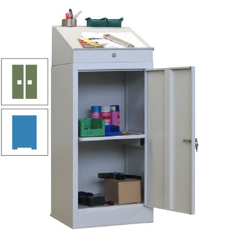 Stehpult mit Schrank - Vollblechtür - Zylinderschloss - 1 Ausziehboden - 1.270x500x500 mm (HxBxT) - anthrazitgrau