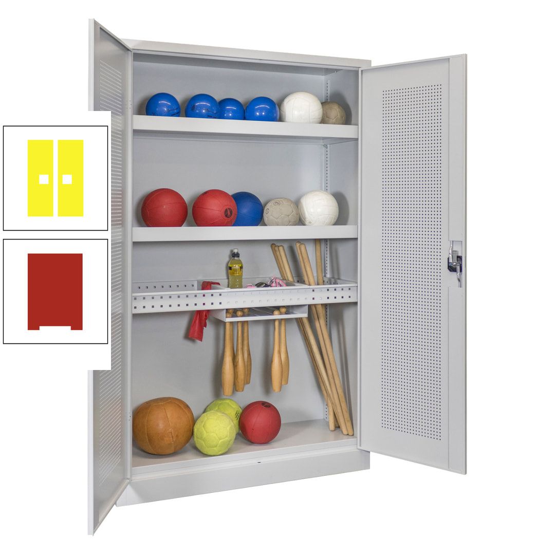 Sportschrank - Lochfeldtüren - Variante 2 - 1.950x1.200x500 mm (HxBxT) - anthrazitgrau