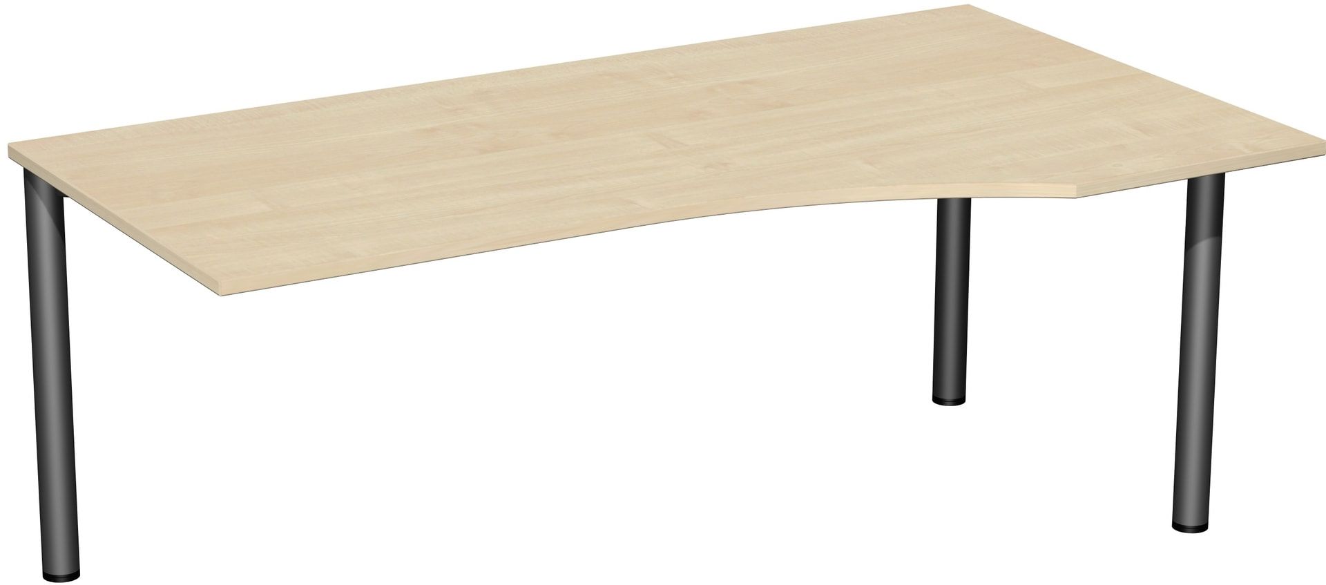 Eckschreibtisch - Ecke rechts - 4-Fuß Flex - 720 x 1.600 x 1.000 mm (HxBxT) - Gestell anthrazit - Ahorn