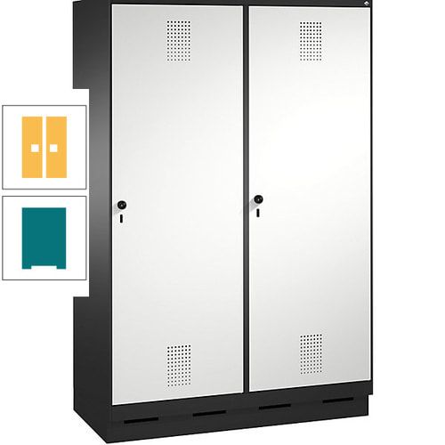Doppel-Spind, Garderobenschrank, 2 Türen für 4 Abteile a 300 mm, Korpus anthrazitgrau, Türen anthrazitgrau, 1.800 x 1.200 x 500 mm (HxBxT)