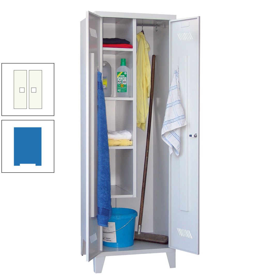 Putzschrank mit Füßen - 1 Abteil mit Trennwand - 1.850x600x500 mm (HxBxT) - Drehriegel - anthrazitgrau