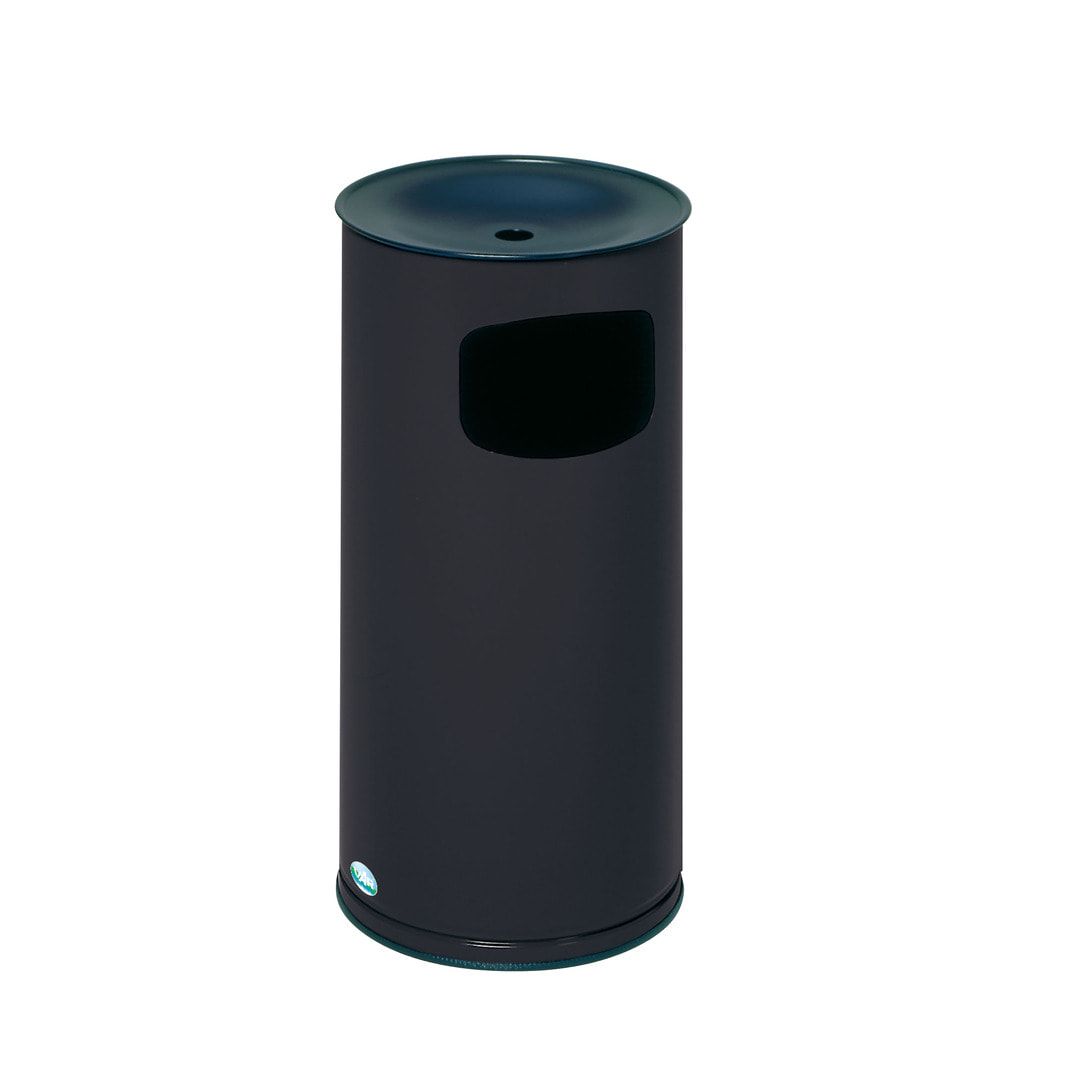 Abfallsammler - schwarzer Ascheraufsatz - rund - Volumen 44 l - 710 x 355 x 355 mm (HxBxT) - Edelstahl