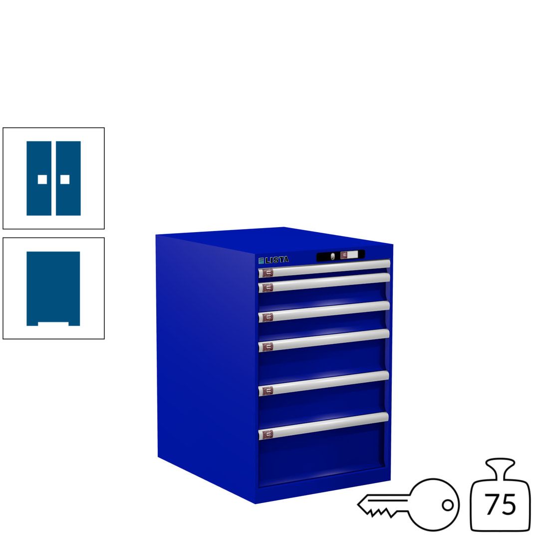 Lista Schubladenschrank - 14.407.010 - 850x564x725 mm (HxBxT) - 6 Schubladen - 75 kg - Key Lock - lichtblau (RAL 5012)