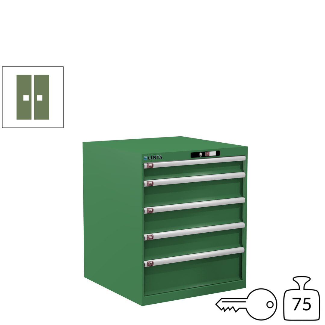 Lista Schubladenschrank - 14.410.010 - 850x717x725 mm (HxBxT) - 5 Schubladen - 75 kg - Key Lock - lichtblau (RAL 5012)