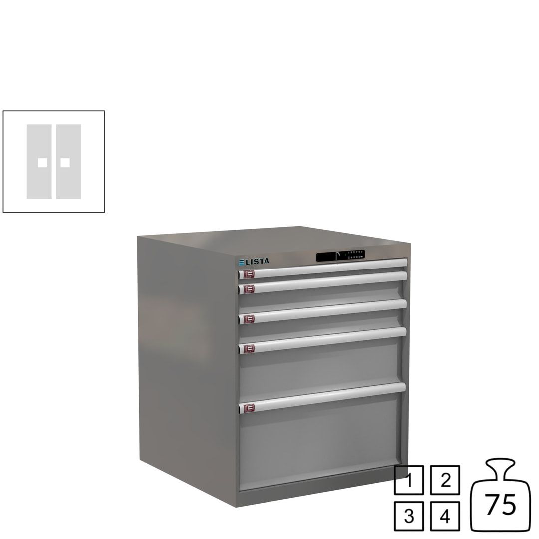 Lista Schubladenschrank - 14.411.010 - 850x717x725 mm (HxBxT) - 5 Schubladen - 75 kg - Key Lock - lichtblau (RAL 5012)