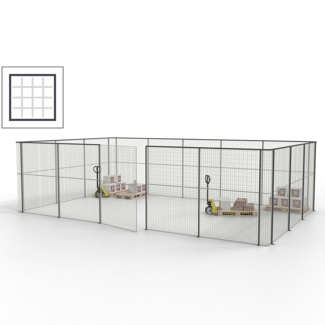 Maschinen Schutzgitter - Hallentrennwand - Sicherheitszaun - Tür - 22 m - 2.200 x 7.900 x 4.900 mm (HxBxT) - enzianblau