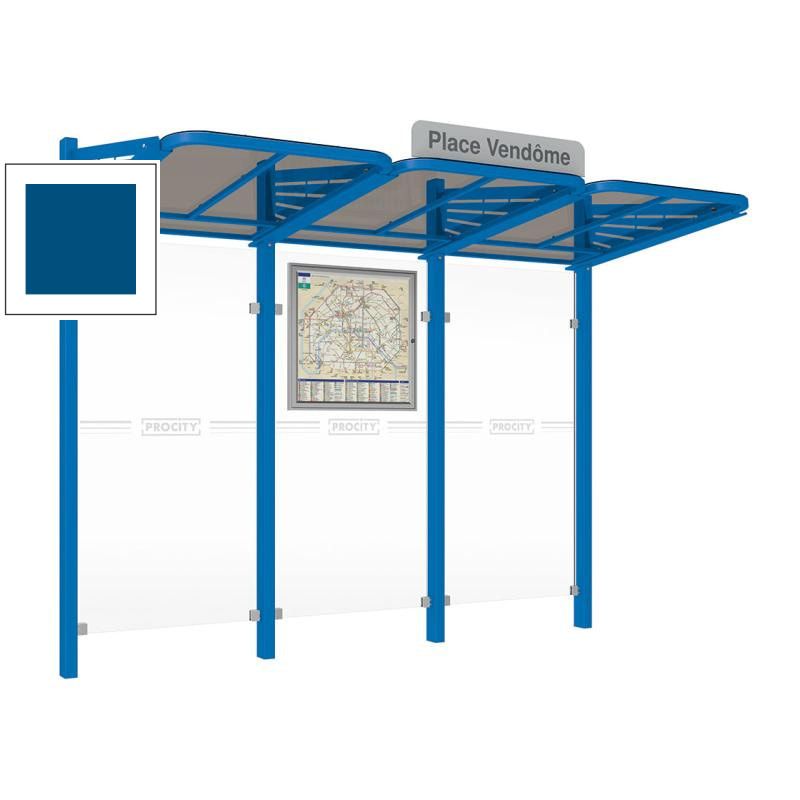 Buswartehalle - Unterstand - modular - Fahrplankasten - Haltestellenschild - 2.200 x 3.000 x 1.500 mm (HxBxT) - enzianblau