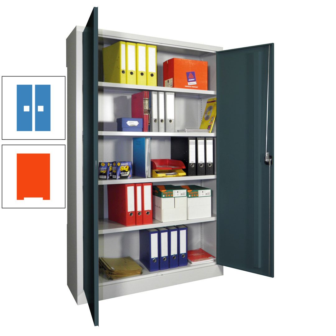 Aktenschrank - Vollblechtüren - 1.950x1.200x400 mm (HxBxT) - 4 Einlegeböden verzinkt - Zylinderschloss - anthrazitgrau