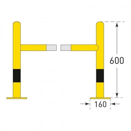Säulen Rammschutz - Höhe 600 mm - quadratisch - Breite / Tiefe wählbar - verzinkt