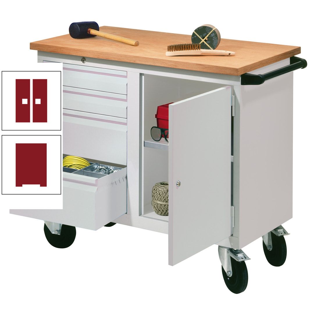 Mobile Werkbank - Werkstattwagen - 915 x 1.090 x 600 mm - 4 Schubladen und Schrankfach - anthrazitgrau
