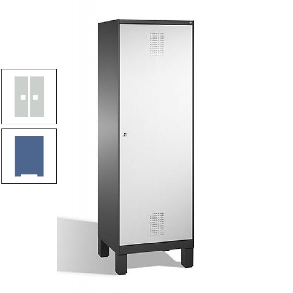 Doppel-Spind, Garderobenschrank, 1 Tür für 2 Abteile a 300 mm, Korpus anthrazitgrau, Türen anthrazitgrau, 1.850 x 600 x 500 mm (HxBxT)