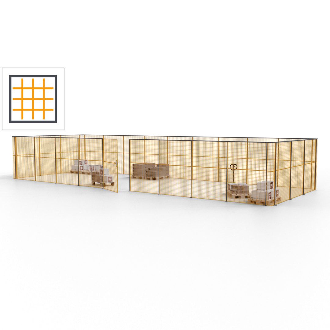 Maschinen Schutzgitter - Hallentrennwand - Sicherheitszaun - Tür - 36 m - 2.200 x 13.900 x 4.900 mm (HxBxT) - enzianblau