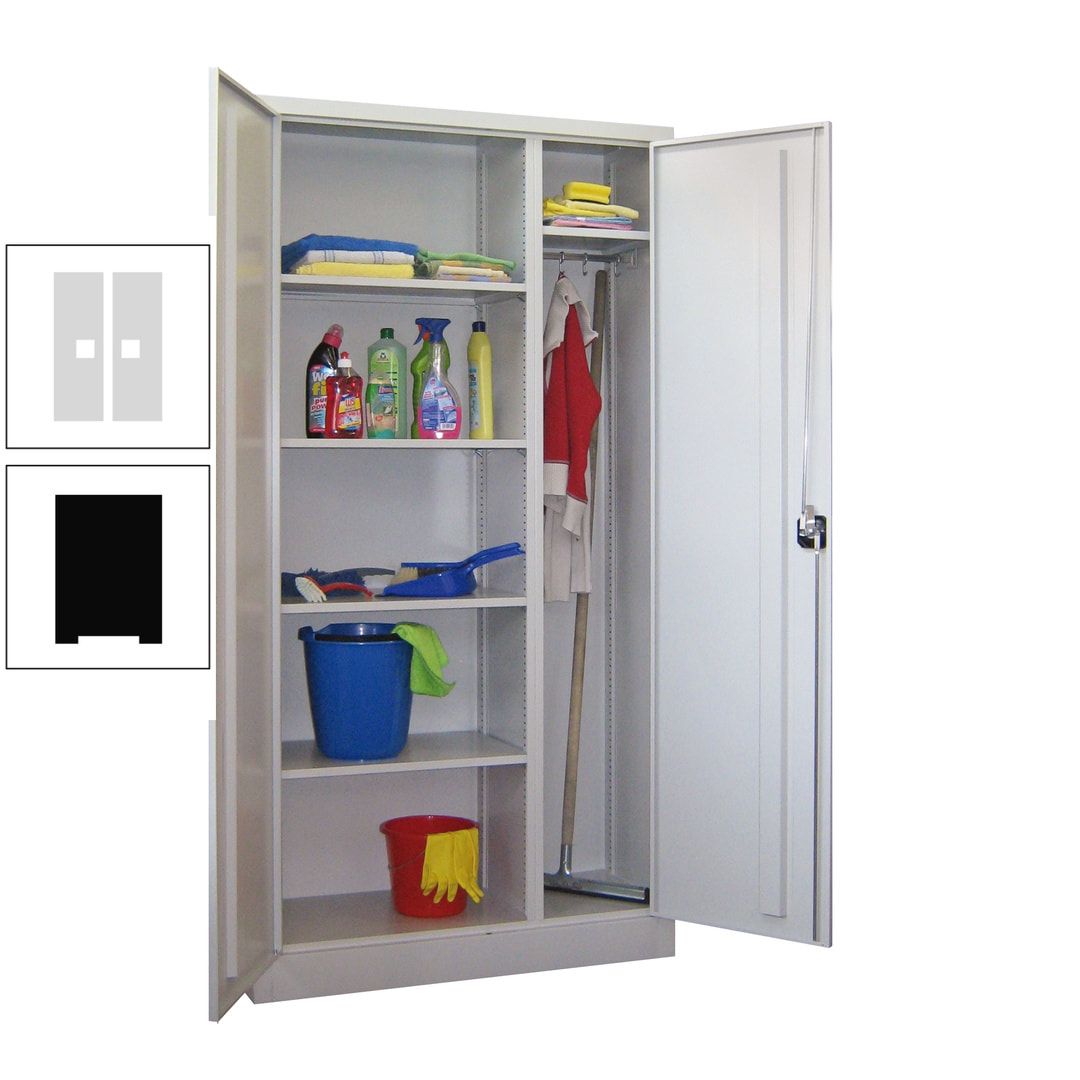 Putzschrank mit Trennwand - 1.950x1.000x400 mm (HxBxT) - Böden pulverbeschichtet - anthrazitgrau