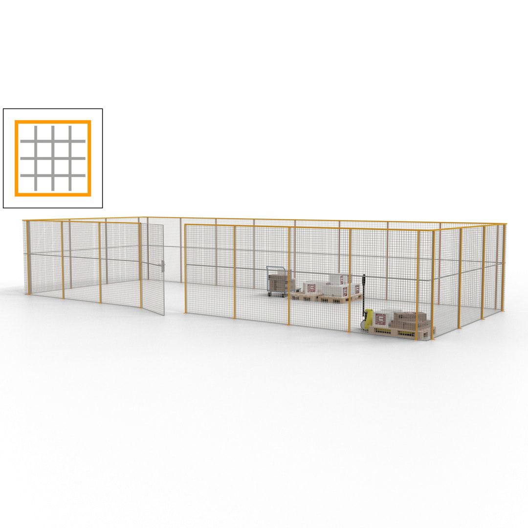 Maschinen Schutzgitter - Hallentrennwand - Sicherheitszaun - Tür - 33 m - 2.200 x 12.400 x 4.900 mm (HxBxT) - enzianblau