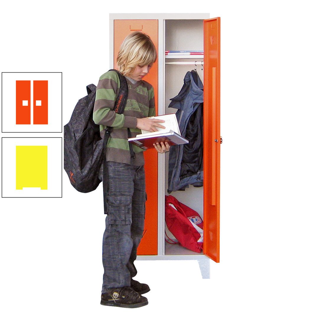 Spindschrank f. Schulen - mit Füßen - Höhe 1.600 mm - 3 Abteile a 300 mm - Drehriegel - anthrazitgrau