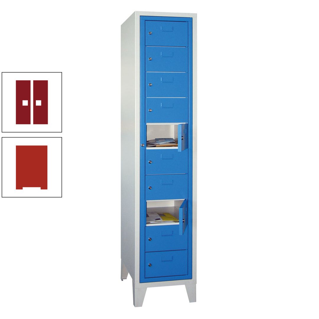 Schließfachschrank - Wäscheausgabeschrank - 10 Fächer a 315 mm - 1.850x400x500 mm (HxBxT) - Füße - Zylinderschloss - anthrazitgrau