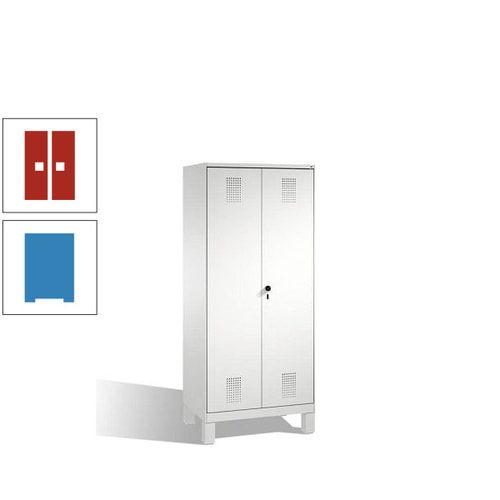 Doppel-Spind, Doppeltüren, Garderobenschrank mit Füßen, 2 Abteile a 400 mm, Korpus anthrazitgrau, Tür anthrazitgrau, 1.850 x 800 x 500 mm (HxBxT)