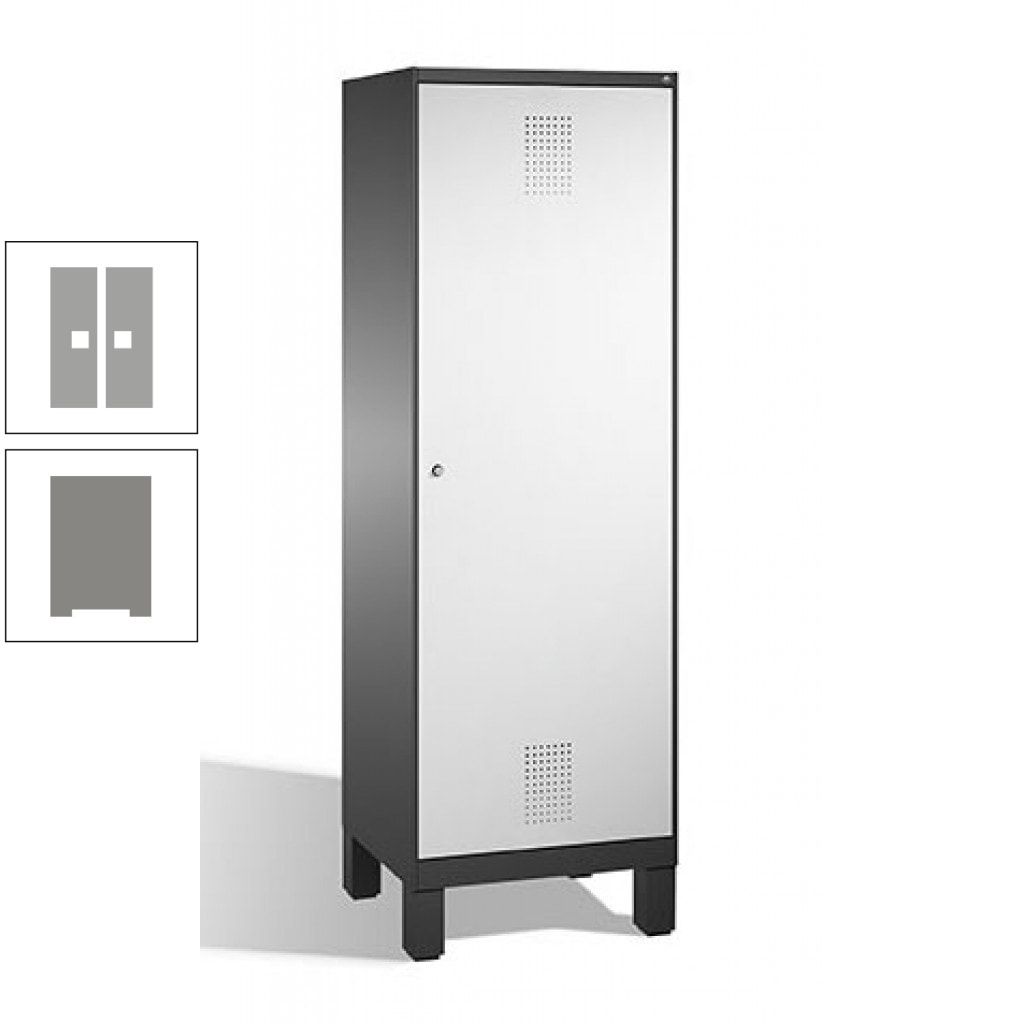 Doppel-Spind, Garderobenschrank, 1 Tür für 2 Abteile a 300 mm, Korpus anthrazitgrau, Türen anthrazitgrau, 1.850 x 600 x 500 mm (HxBxT)
