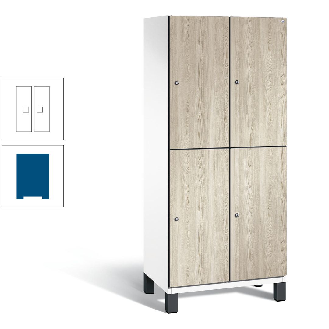 Fächerschrank, Garderobenschrank, mit Füßen, 2 Abteile, 1.980 x 800 x 525 mm (HxBxT), Korpus anthrazitgrau, Tür Donau-Ahorn
