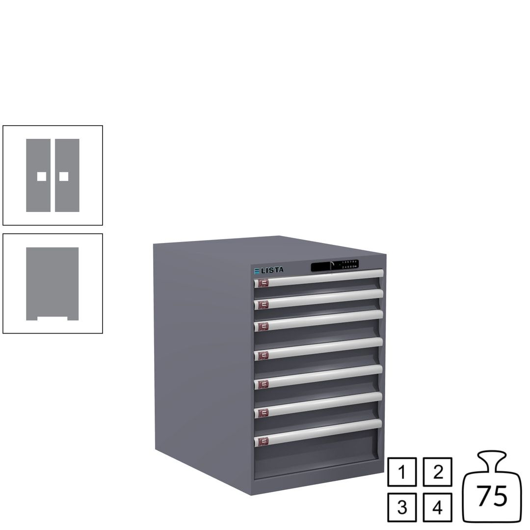 Lista Schubladenschrank - 14.367.010 - 800x564x725 mm (HxBxT) - 7 Schubladen - 75 kg - Key Lock - lichtblau (RAL 5012)