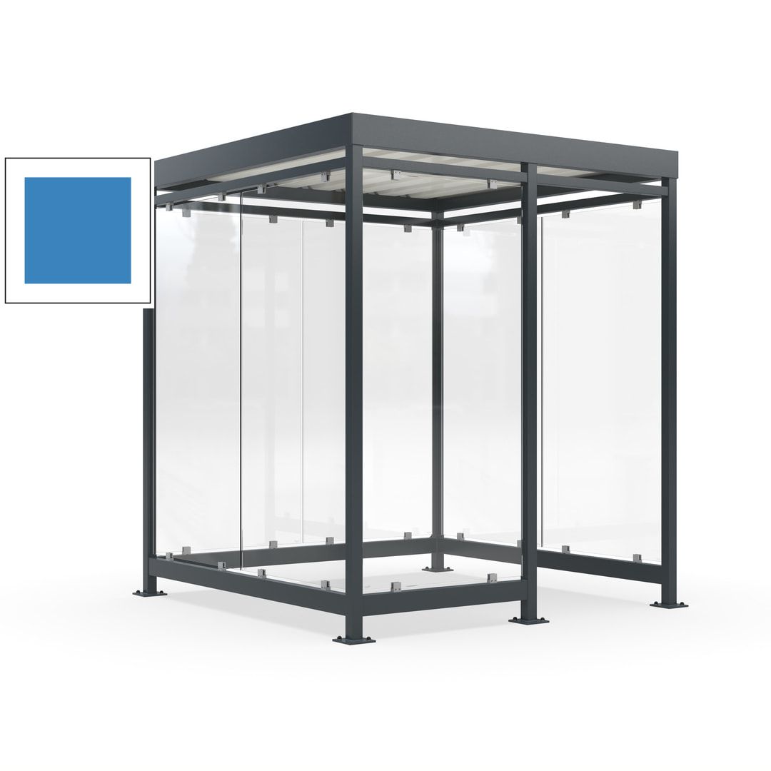 Raucherunterstand, Bushaltestelle, 7 Wände, 6-7 Personen, 2.510 x 2.165 x 2.165 mm (HxBxT), Farbe Achatgrau