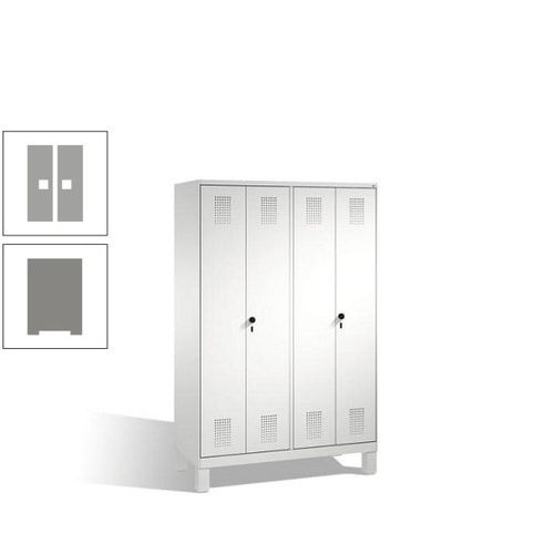 Doppel-Spind, Doppeltüren, Garderobenschrank mit Füßen, 4 Abteile a 300 mm, Korpus anthrazitgrau, Tür anthrazitgrau, 1.850 x 1.200 x 500 mm (HxBxT)